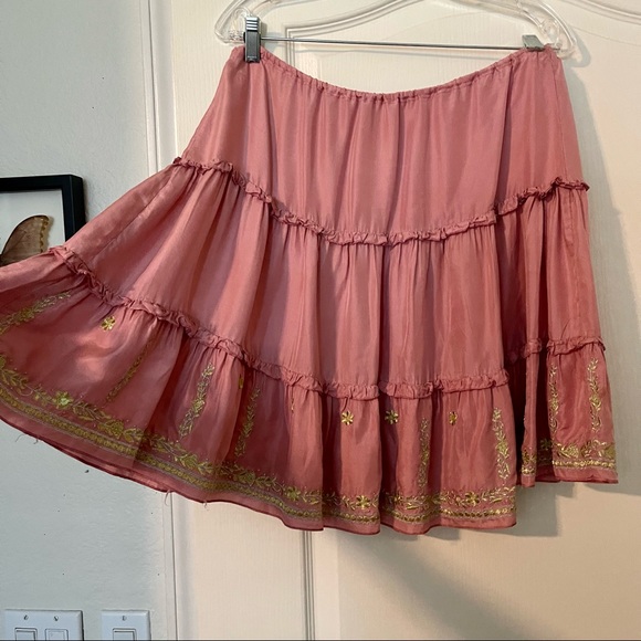 Vintage Y2K Silk Rangoon Skirt with Gold Details - Picture 4 of 11